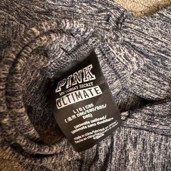 PINK Ultimate Charcoal Gray Halter Sports Bra Light Support Large - Picture 4 of 8